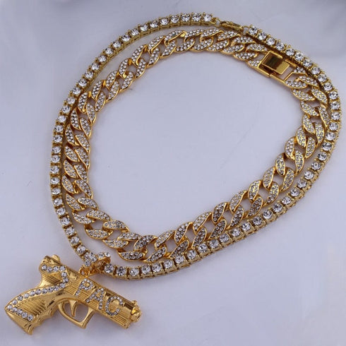 Iced Out 2Pac Cuban + Tennis Chain Bundle