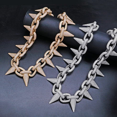 Iced Out Babe Rivet Spike Necklace