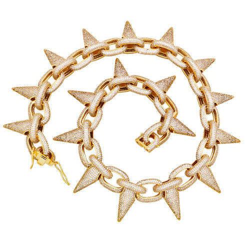 Iced Out Babe Rivet Spike Necklace
