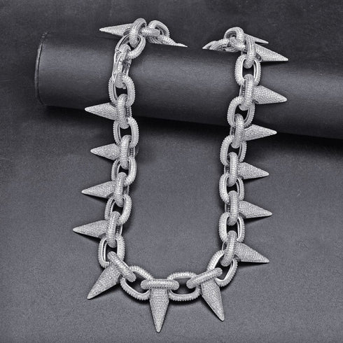 Iced Out Babe Rivet Spike Necklace