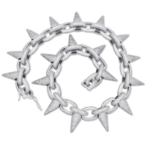 Iced Out Babe Rivet Spike Necklace