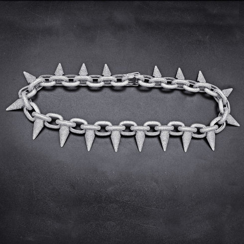 Iced Out Babe Rivet Spike Necklace