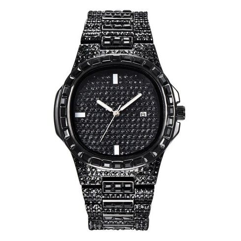 Iced Out Black Baguette Watch