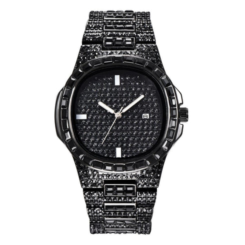 Iced Out Black Baguette Watch