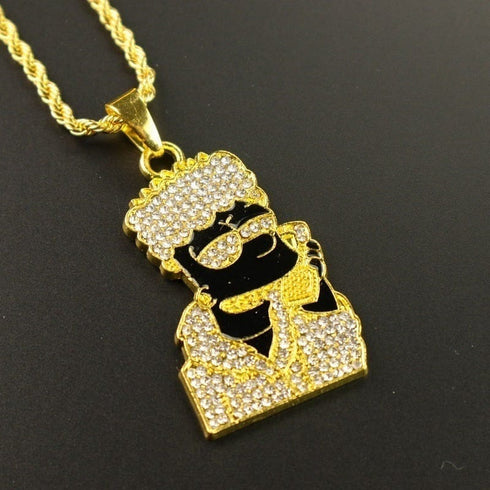 Iced Out Bart Simpson Inspired Gold Necklace