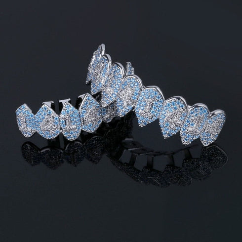 Iced Out Bling Light Blue Vampire Grillz