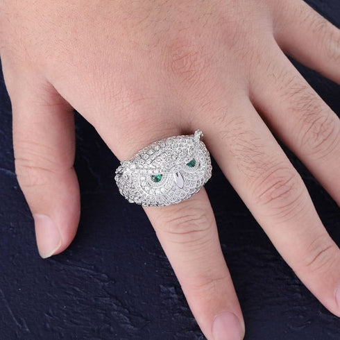 Iced Out Boss Owl Ring
