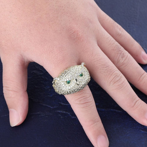 Iced Out Boss Owl Ring