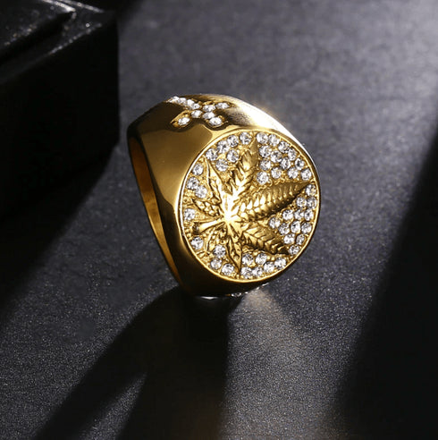 Iced Out Gold MJ Ring
