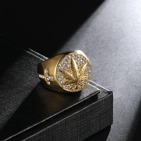 Iced Out Gold MJ Ring