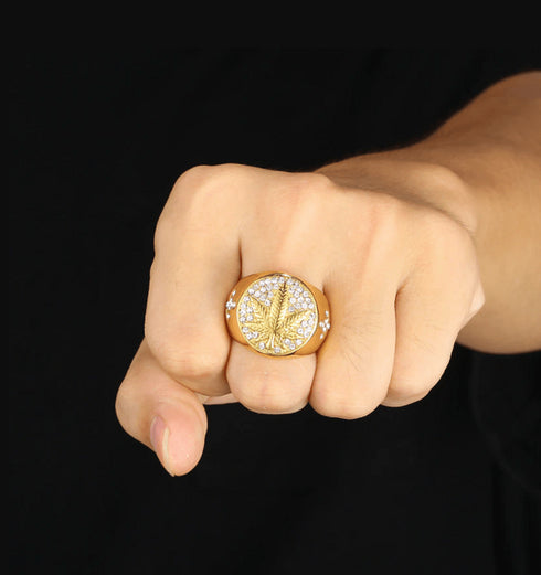Iced Out Gold MJ Ring