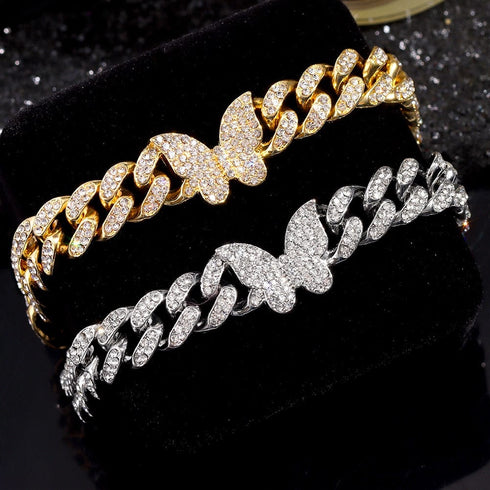 Iced Out Miami Cuban Butterfly Anklet