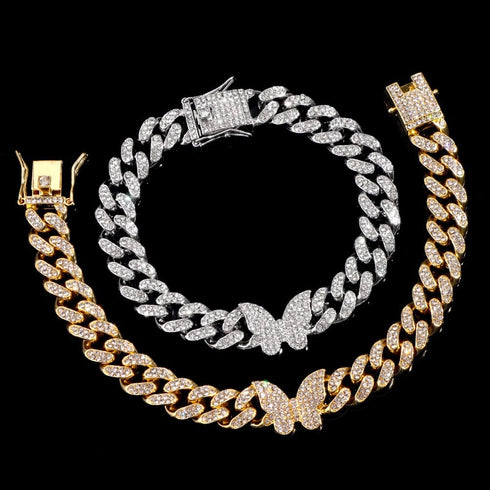 Iced Out Miami Cuban Butterfly Anklet