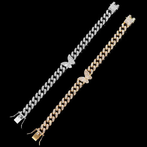 Iced Out Miami Cuban Butterfly Anklet