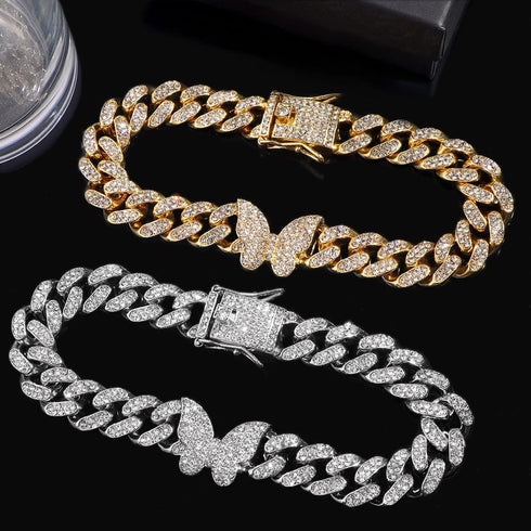 Iced Out Miami Cuban Butterfly Anklet