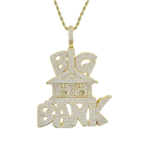 Iced Out Micropave "Big Bank" Pendant Chain
