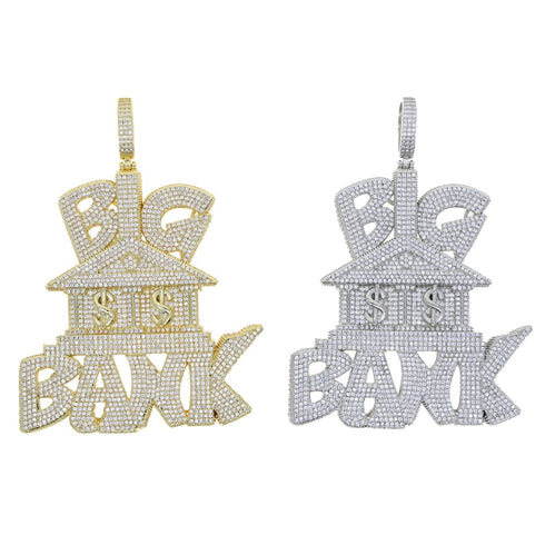 Iced Out Micropave "Big Bank" Pendant Chain