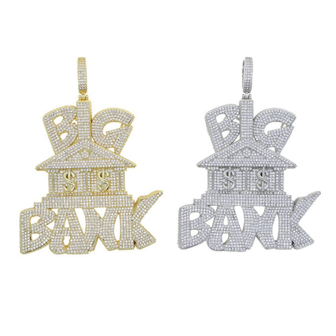 Iced Out Micropave "Big Bank" Pendant Chain