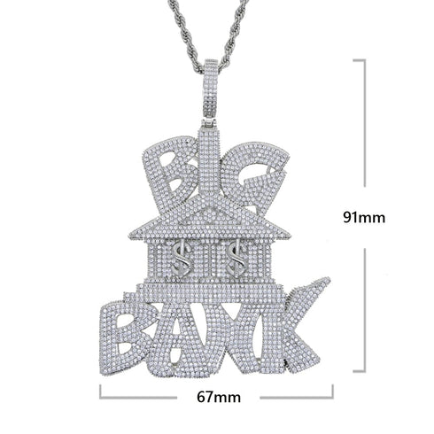 Iced Out Micropave "Big Bank" Pendant Chain