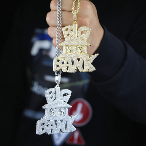 Iced Out Micropave "Big Bank" Pendant Chain