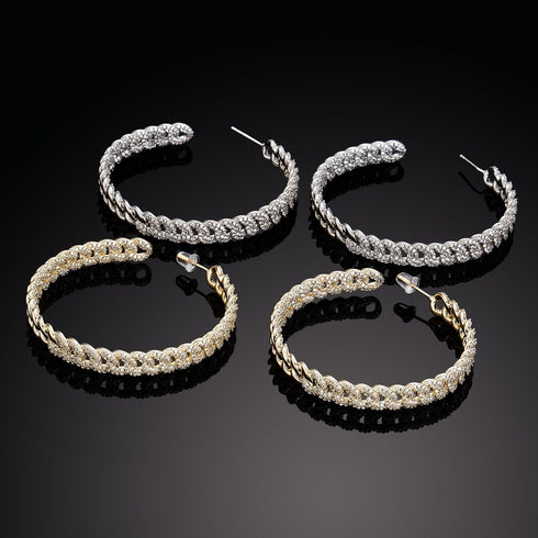 Iced Out Minimalist Miami Cuban Hoop Earrings