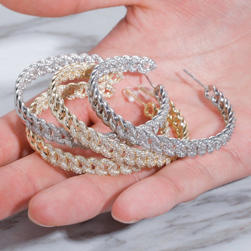 Iced Out Minimalist Miami Cuban Hoop Earrings