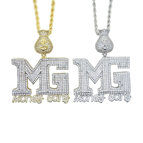 Iced Out Money Gang Badge Pendant Chain