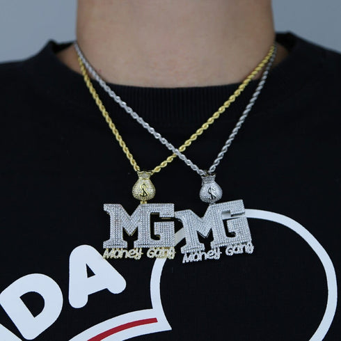 Iced Out Money Gang Badge Pendant Chain