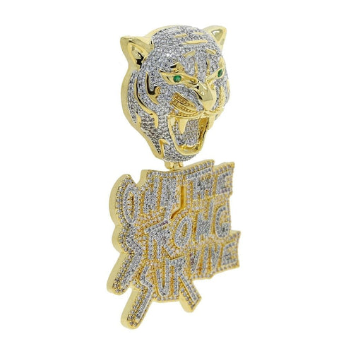 Iced Out Tiger "Only The Strong Survive" Pendant Chain
