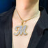 Icy Custom Big Initial Cursive Letter Pendant