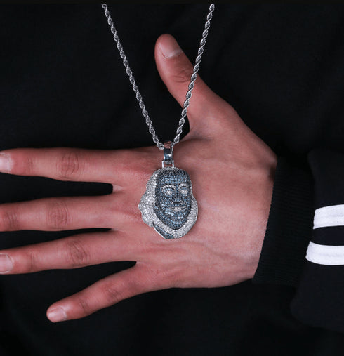 Icy Da Blue Face Benjamin Pendant Chain