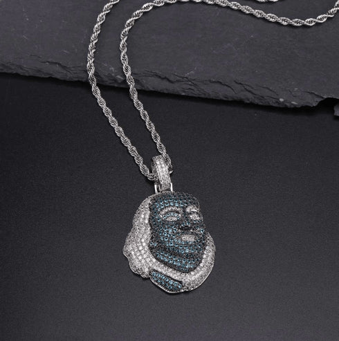 Icy Da Blue Face Benjamin Pendant Chain
