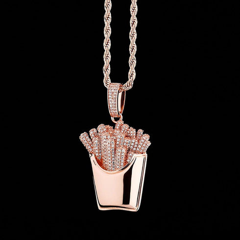 Icy Fries Bling Pendant Necklace