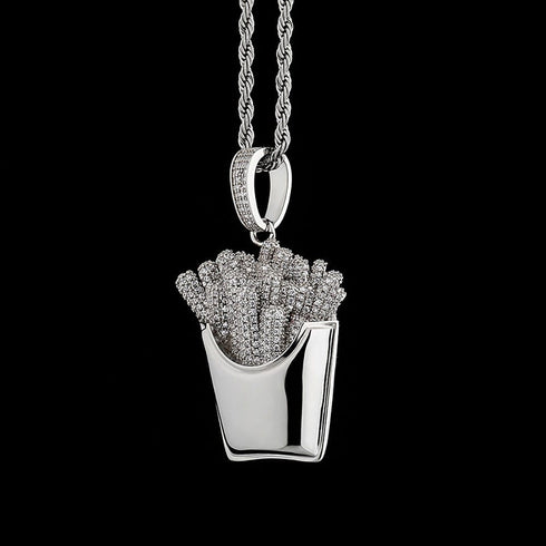 Icy Fries Bling Pendant Necklace