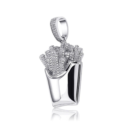 Icy Fries Bling Pendant Necklace