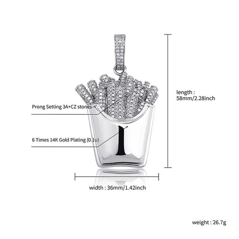Icy Fries Bling Pendant Necklace