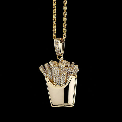 Icy Fries Bling Pendant Necklace