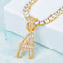 Initial Iced out Baguette Letter Pendant + FREE Chain
