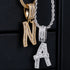 Initial Iced out Baguette Letter Pendant + FREE Chain