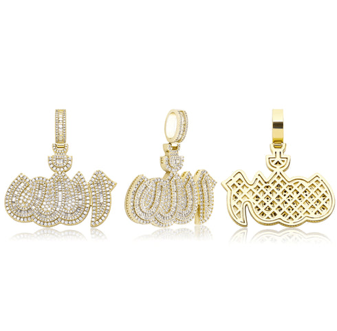 VVS Jewelry Icy Allah Micro Pave Pendant Necklace