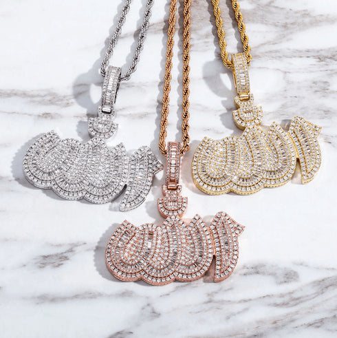 VVS Jewelry Icy Allah Micro Pave Pendant Necklace