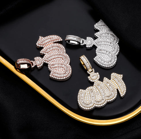 VVS Jewelry Icy Allah Micro Pave Pendant Necklace