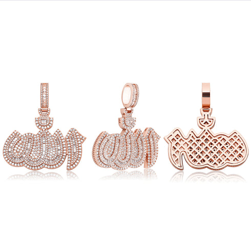 VVS Jewelry Icy Allah Micro Pave Pendant Necklace