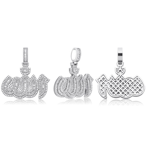 VVS Jewelry Icy Allah Micro Pave Pendant Necklace