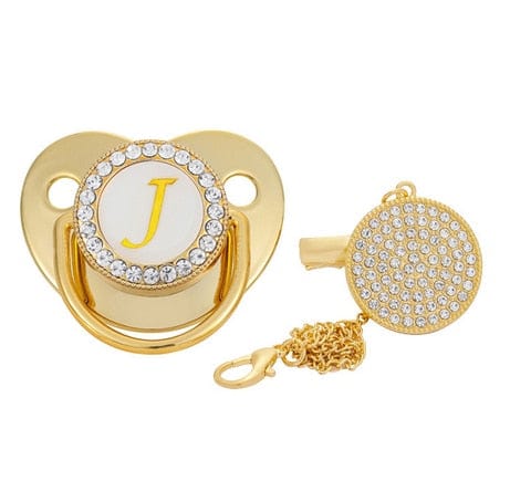 Custom Gold Bling Initial BPA Free Baby Pacifier