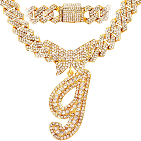 Bling Butterfly Letter Cuban Link Chain