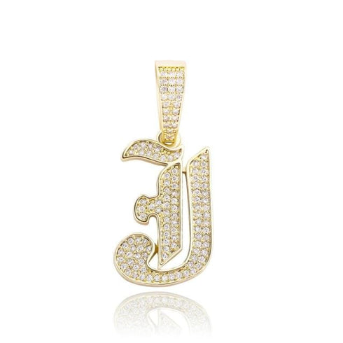 VVS Jewelry Old English Initial Pendant Necklace