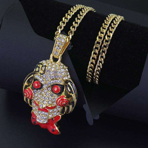 Jigsaw Pendant + Round Pendant + Cuban Choker Chain Set