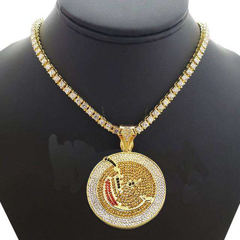 Jigsaw Pendant + Round Pendant + Cuban Choker Chain Set