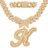 Bling Butterfly Letter Cuban Link Chain